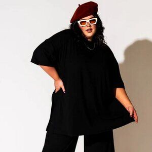 LALA ORIGINAL: Lex Ribbed Playsuit in Black - Sz 2XL=XXL